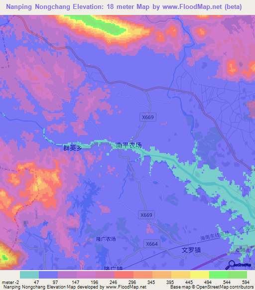 Nanping Nongchang,China Elevation Map