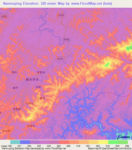 Nanmuping,China Elevation Map