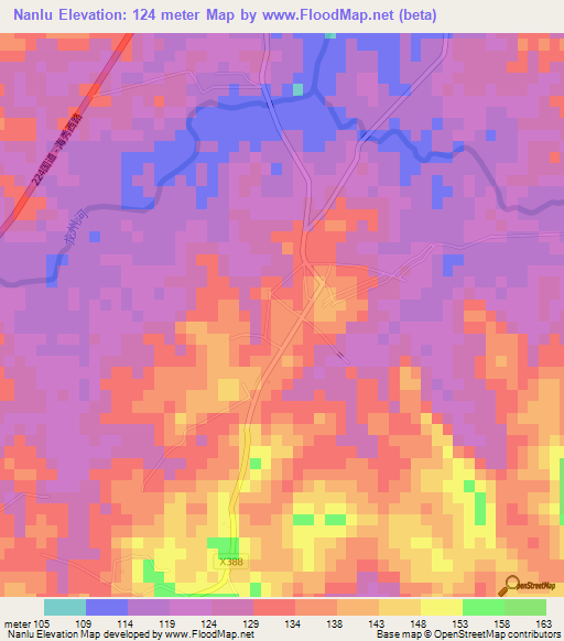 Nanlu,China Elevation Map