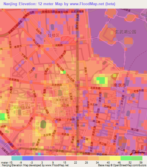 Nanjing,China Elevation Map