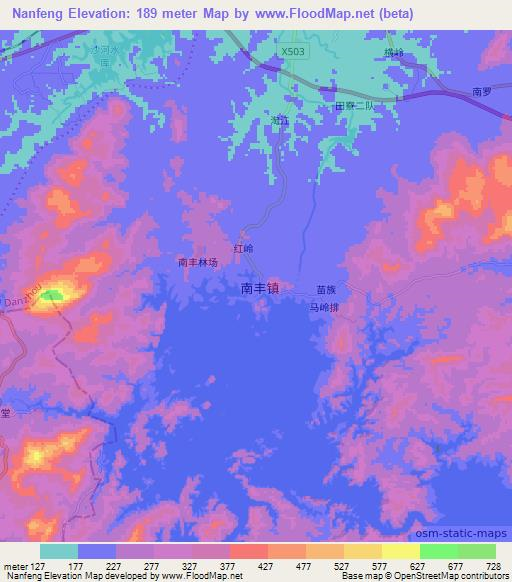 Nanfeng,China Elevation Map