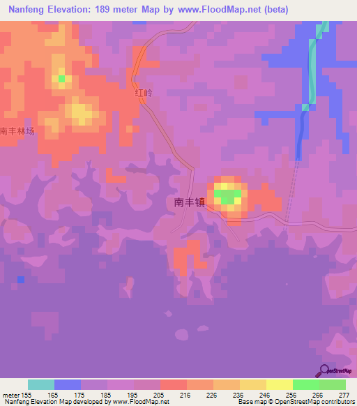 Nanfeng,China Elevation Map