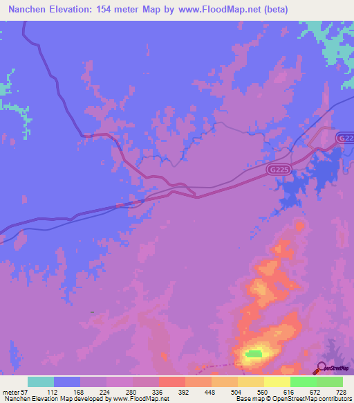 Nanchen,China Elevation Map