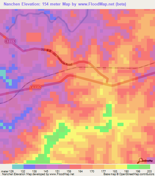 Nanchen,China Elevation Map