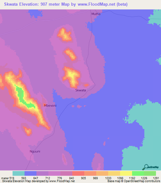 Skwata,Kenya Elevation Map