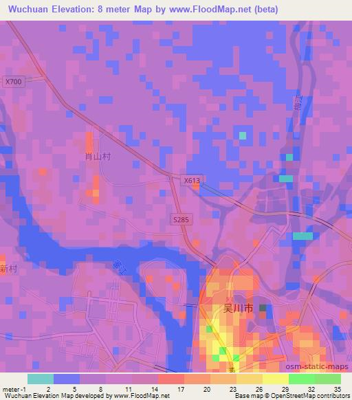 Wuchuan,China Elevation Map