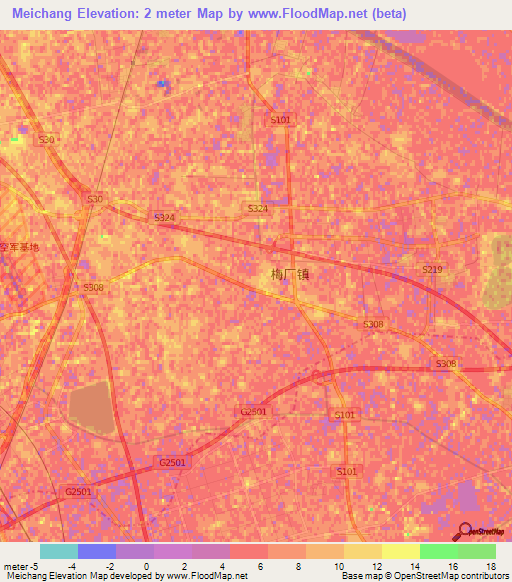 Meichang,China Elevation Map