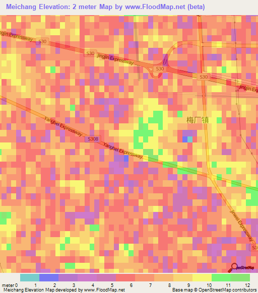 Meichang,China Elevation Map