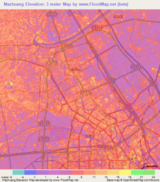 Mazhuang,China Elevation Map