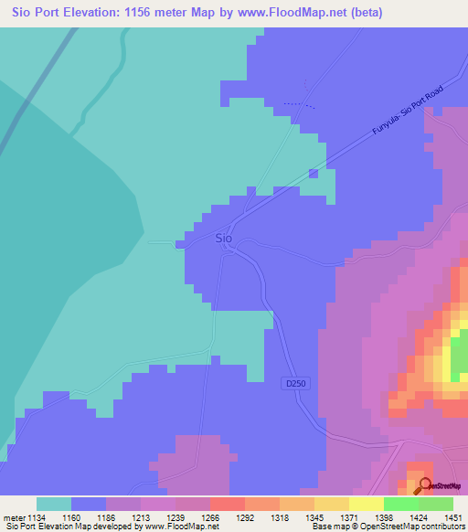 Sio Port,Kenya Elevation Map