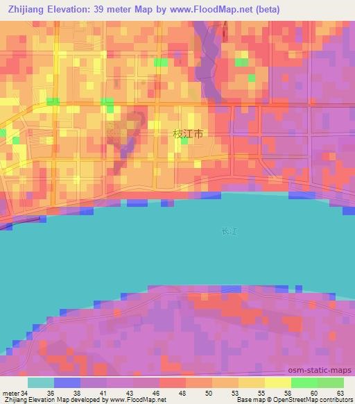 Zhijiang,China Elevation Map