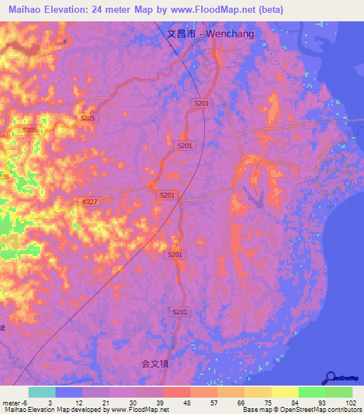 Maihao,China Elevation Map