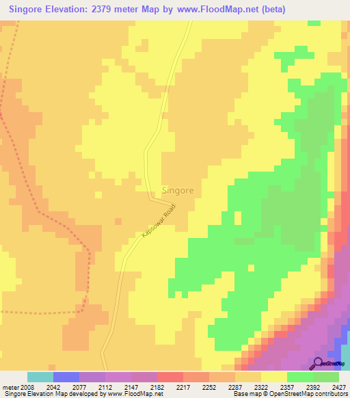 Singore,Kenya Elevation Map