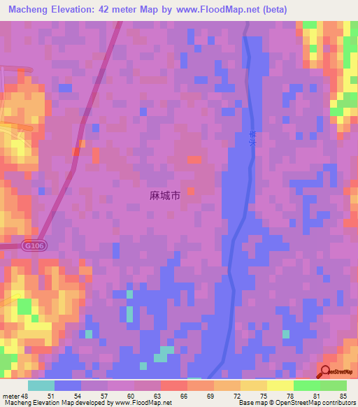 Macheng,China Elevation Map