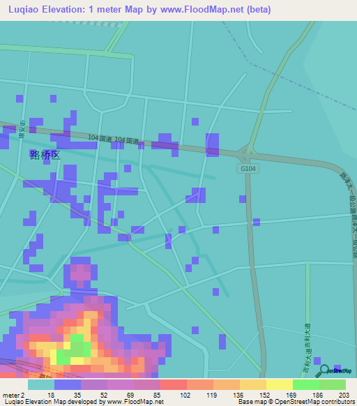 Luqiao,China Elevation Map