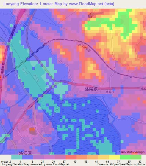 Luoyang,China Elevation Map