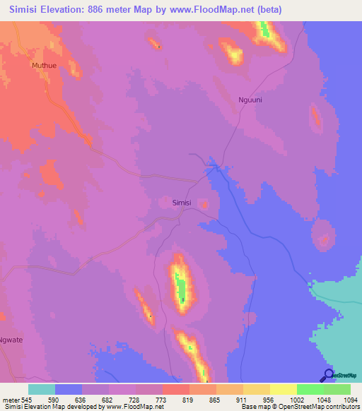Simisi,Kenya Elevation Map