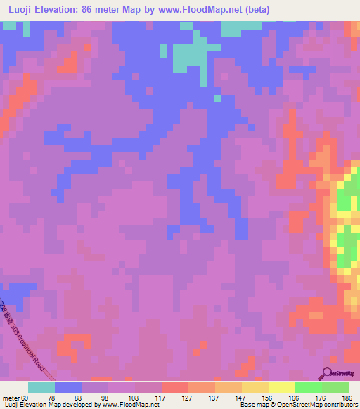 Luoji,China Elevation Map