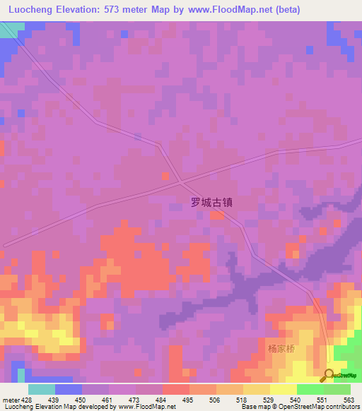 Luocheng,China Elevation Map