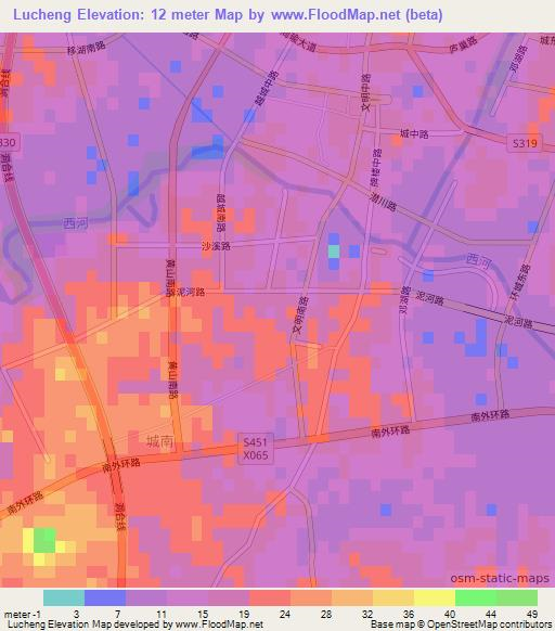 Lucheng,China Elevation Map
