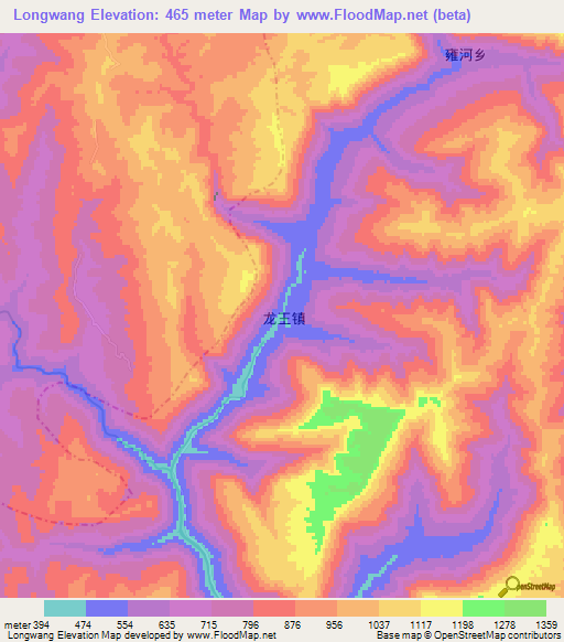 Longwang,China Elevation Map