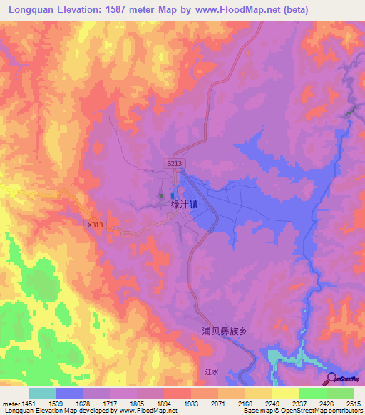 Longquan,China Elevation Map