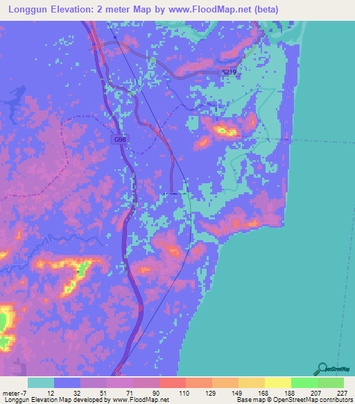 Longgun,China Elevation Map