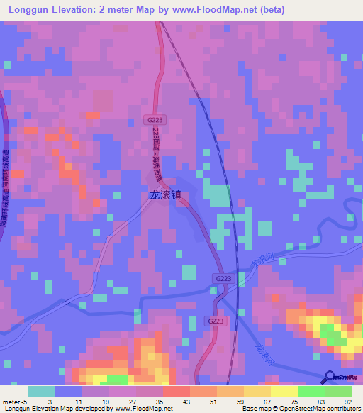 Longgun,China Elevation Map
