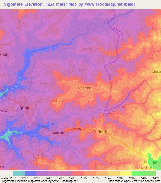 Sigomere,Kenya Elevation Map