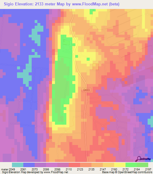 Sigio,Kenya Elevation Map
