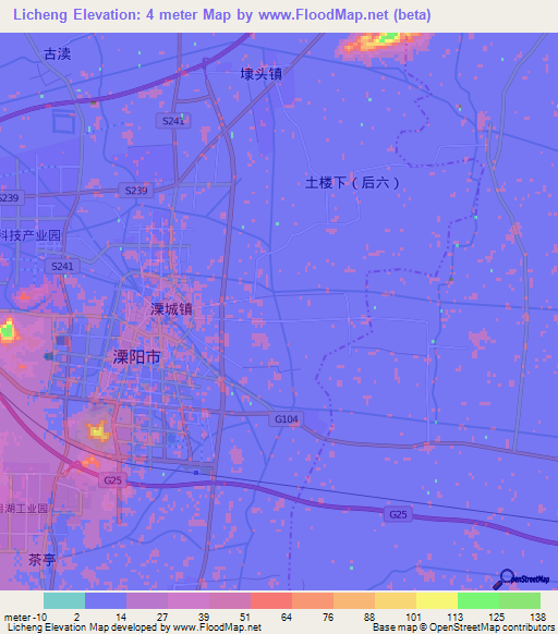 Licheng,China Elevation Map