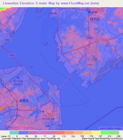 Liuwudian,China Elevation Map