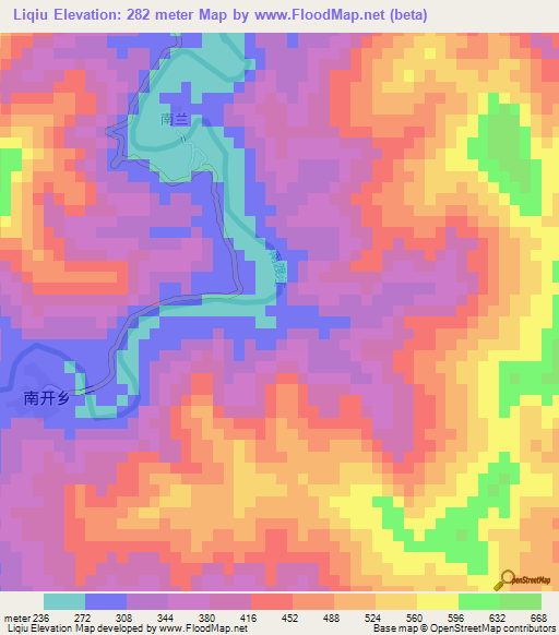 Liqiu,China Elevation Map