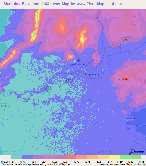 Siamufua,Kenya Elevation Map