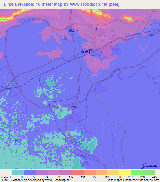 Linxi,China Elevation Map