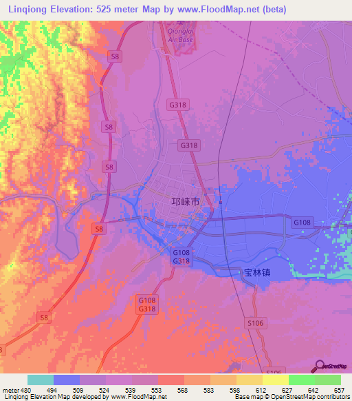 Linqiong,China Elevation Map