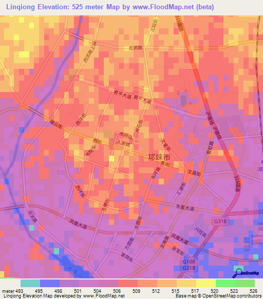 Linqiong,China Elevation Map