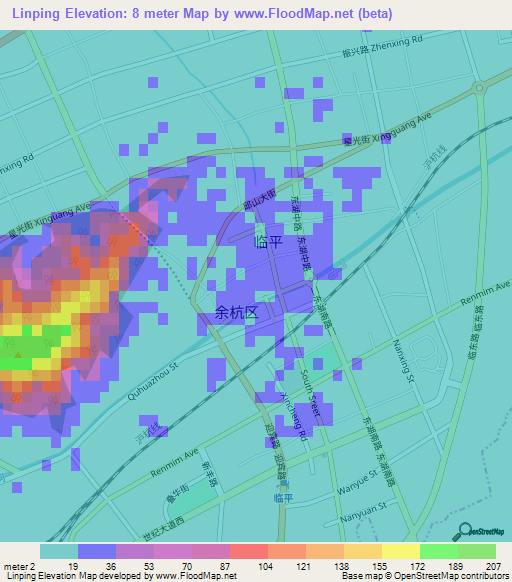 Linping,China Elevation Map