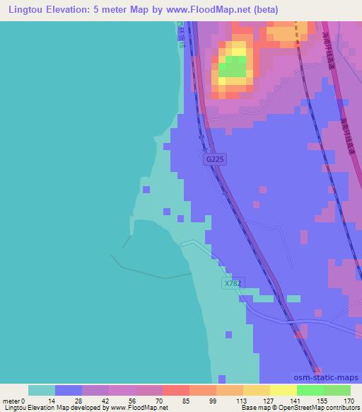 Lingtou,China Elevation Map