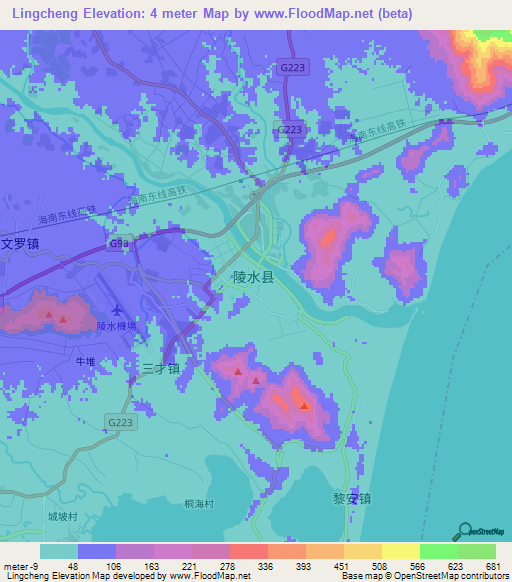 Lingcheng,China Elevation Map
