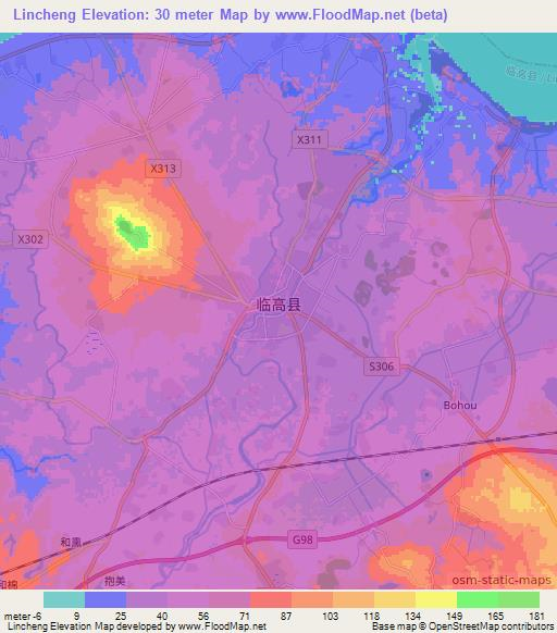 Lincheng,China Elevation Map