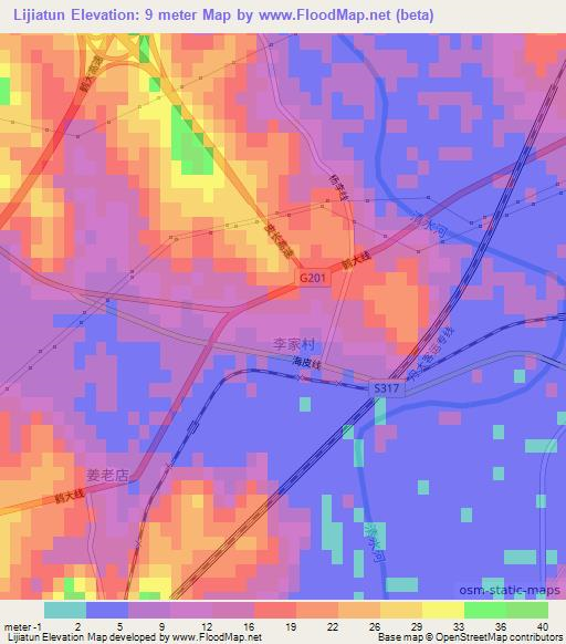 Lijiatun,China Elevation Map