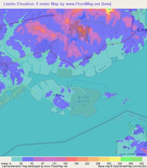 Lianhe,China Elevation Map