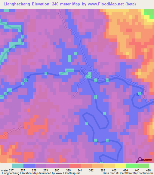 Lianghechang,China Elevation Map