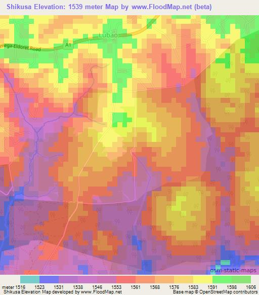 Shikusa,Kenya Elevation Map