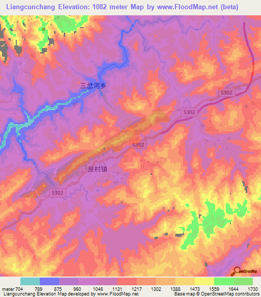 Liangcunchang,China Elevation Map