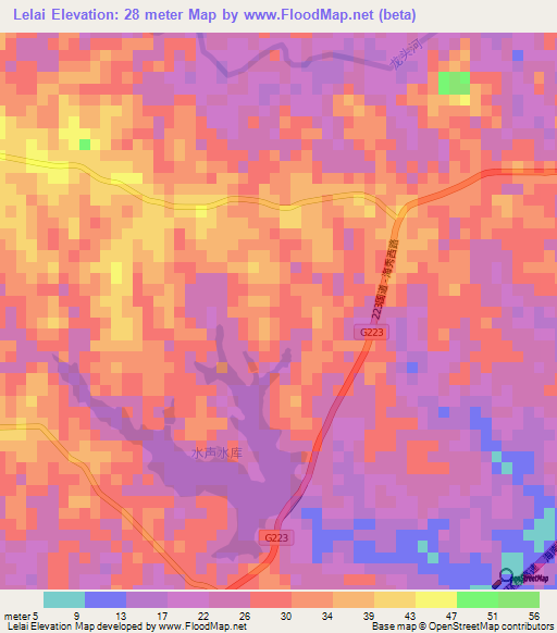 Lelai,China Elevation Map