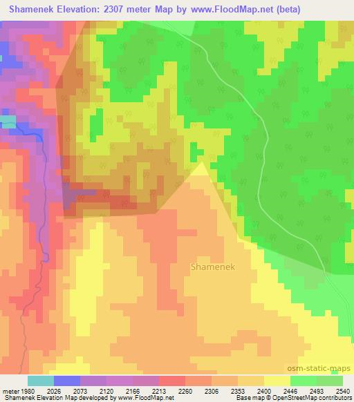Shamenek,Kenya Elevation Map