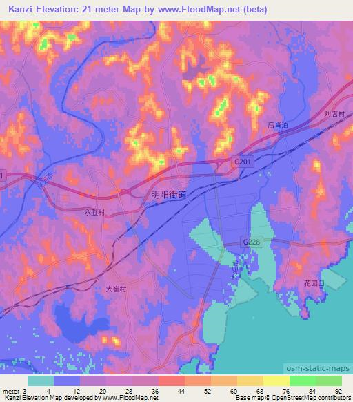 Kanzi,China Elevation Map