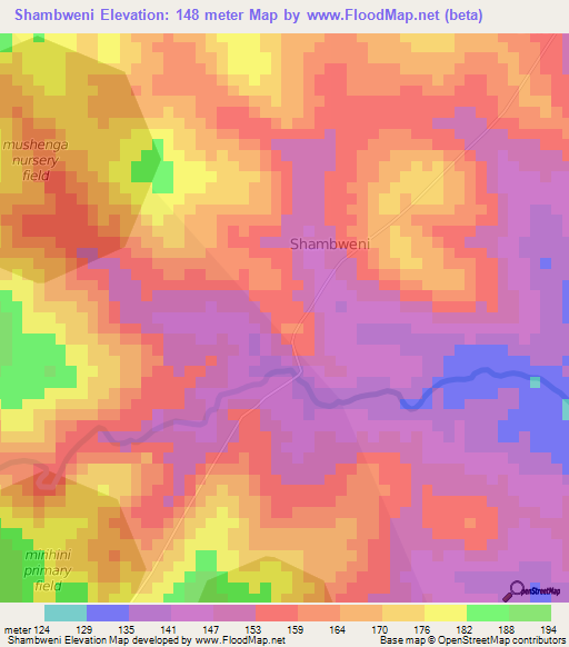 Shambweni,Kenya Elevation Map